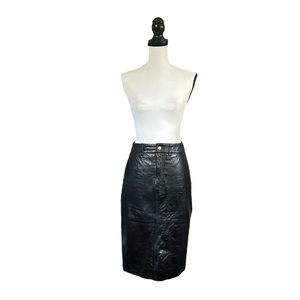 LPA Revolve Black Leather Midi Pencil Skirt Goth Fetish Vamp Punk Rock Small